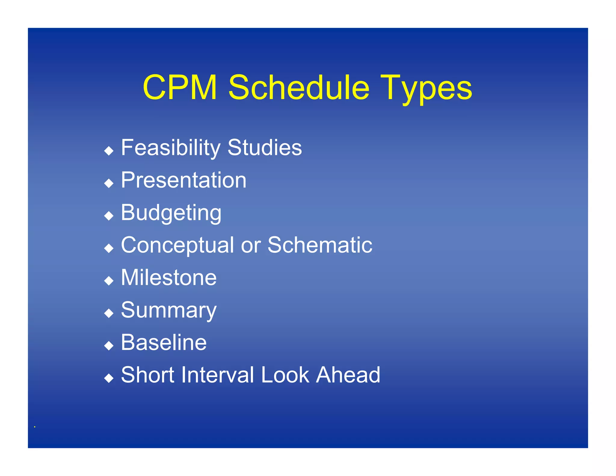Baseline Schedules 1