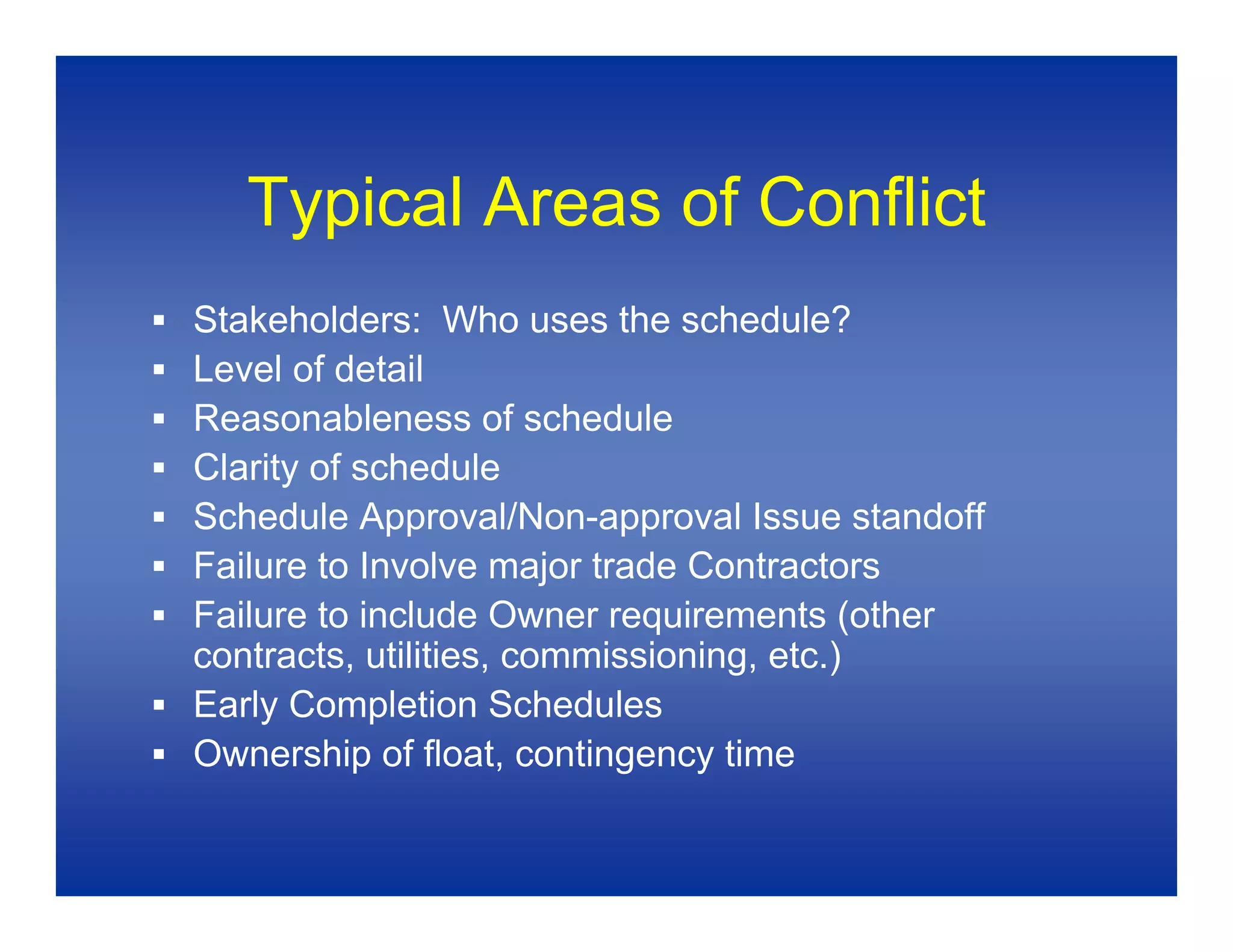 Baseline Schedules 1