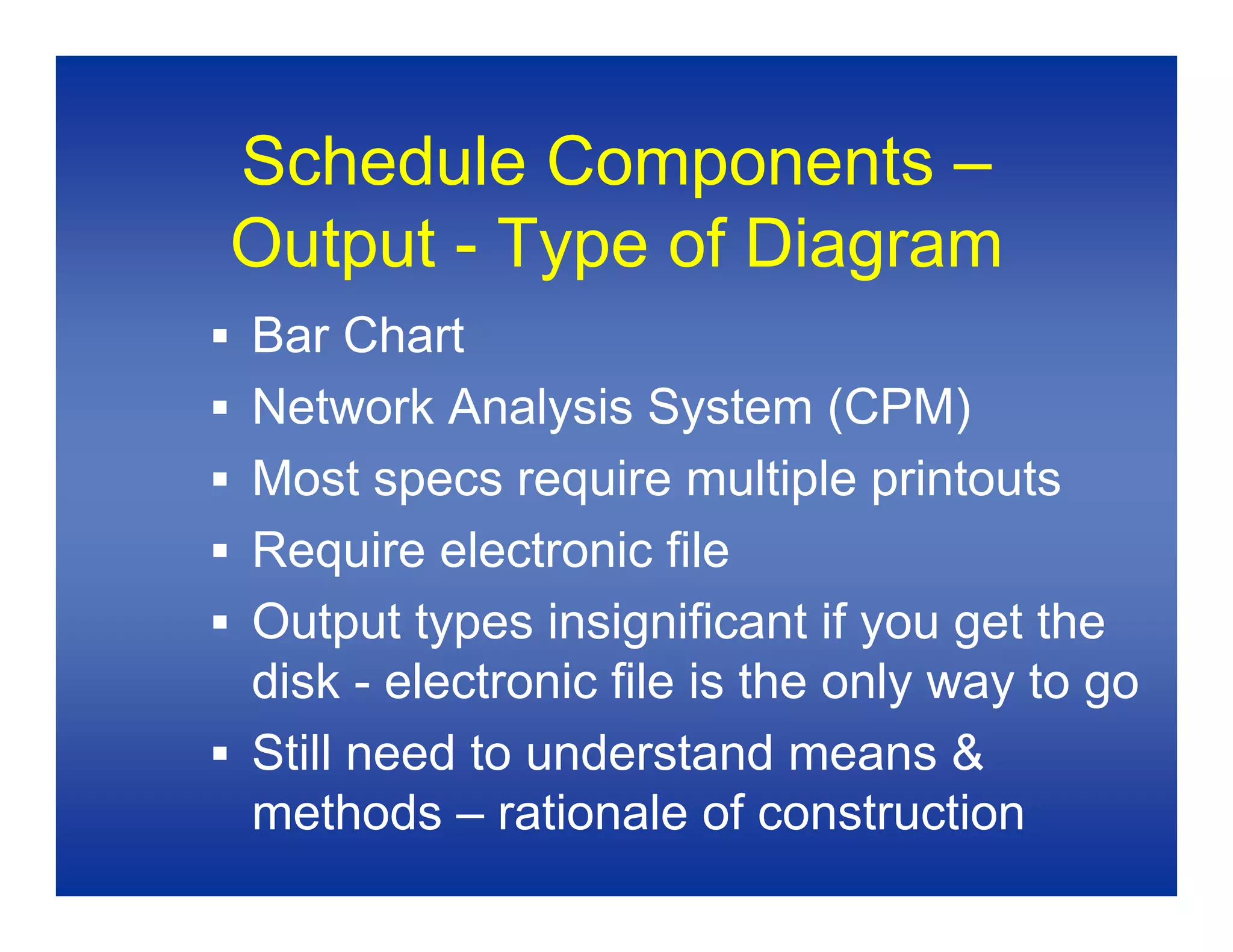Baseline Schedules 1