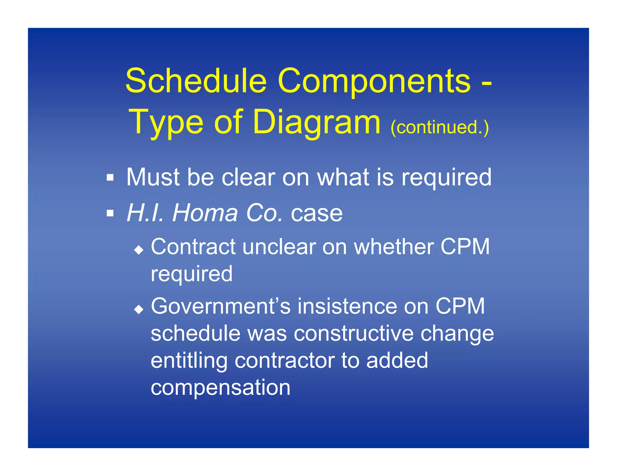 Baseline Schedules 1