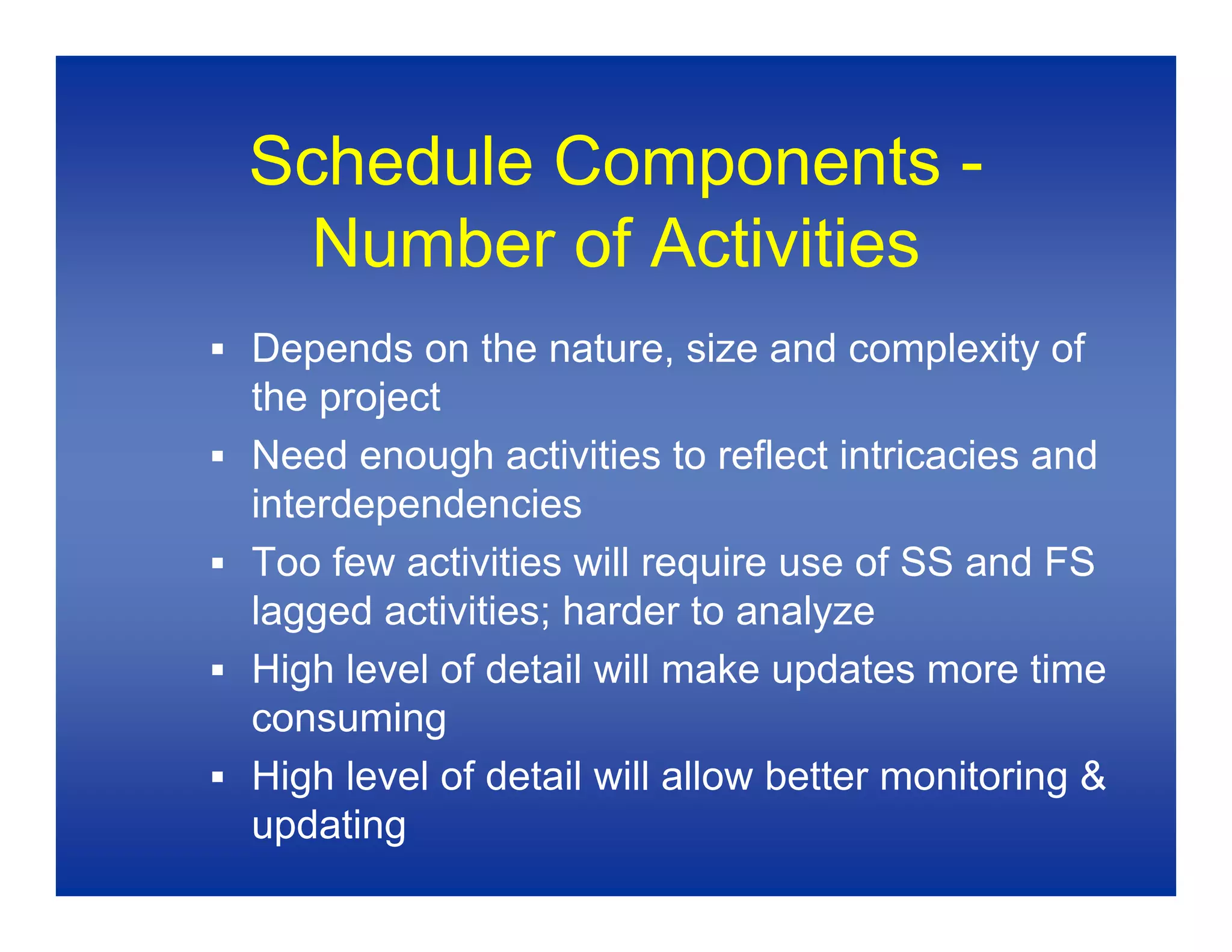 Baseline Schedules 1