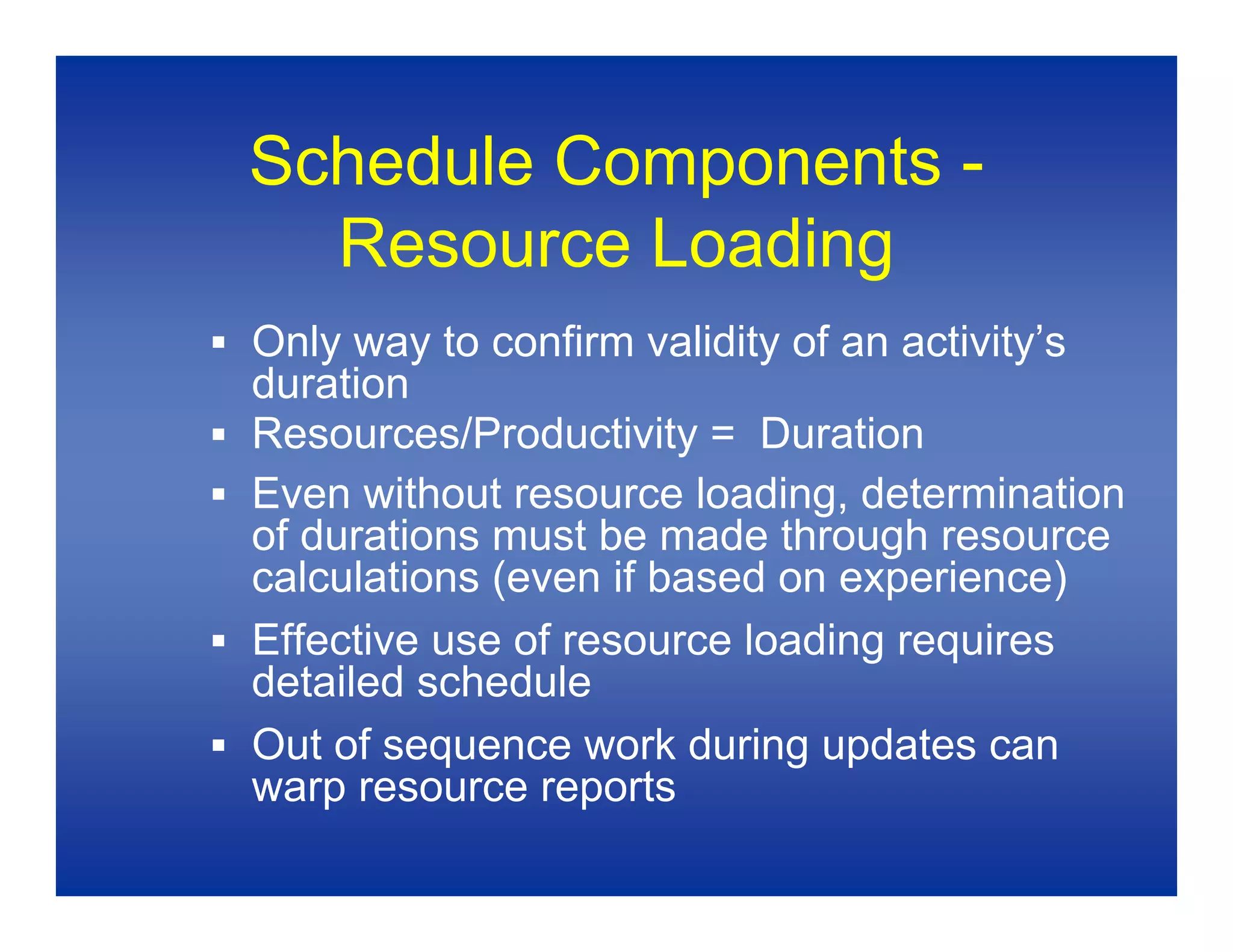 Baseline Schedules 1
