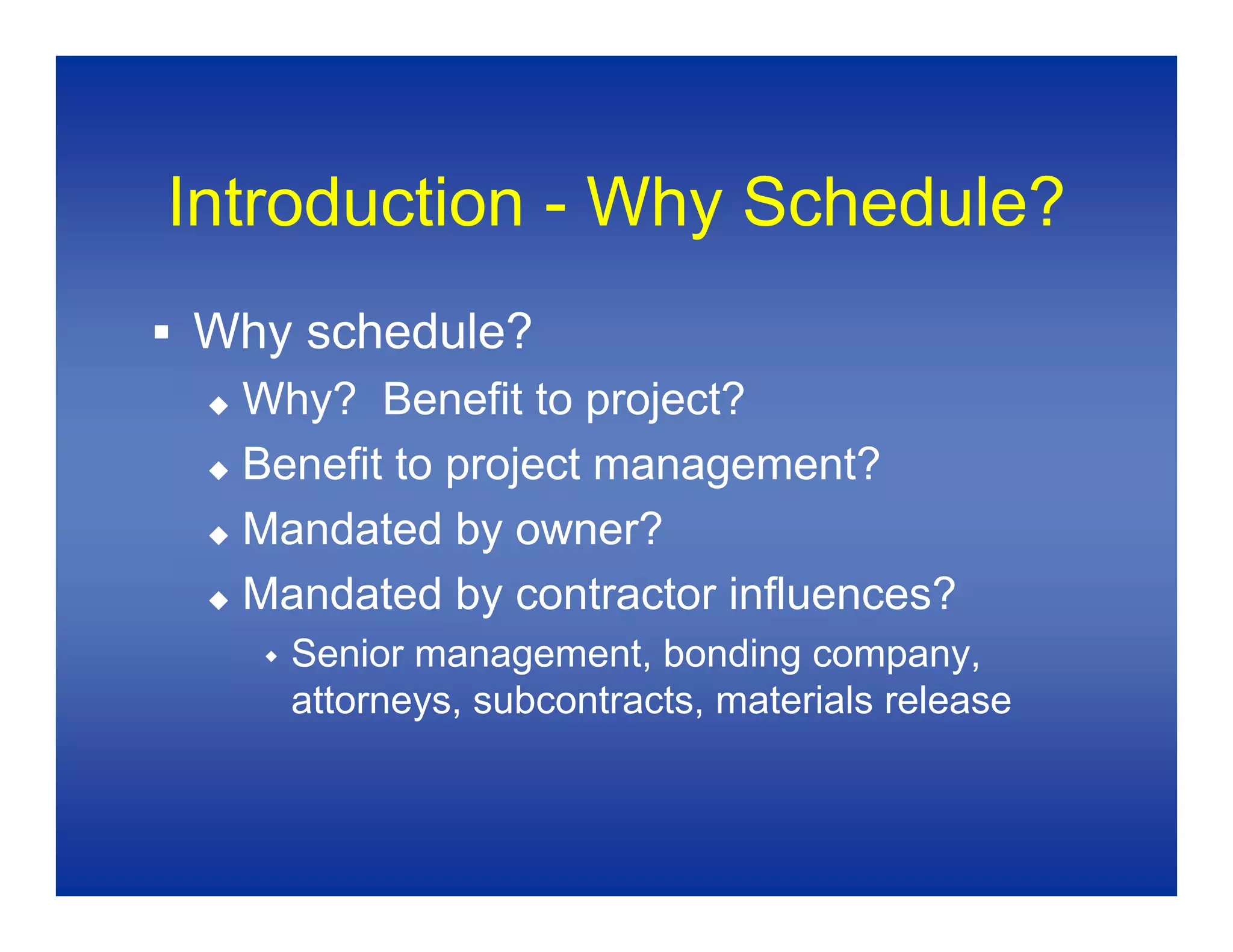 Baseline Schedules 1