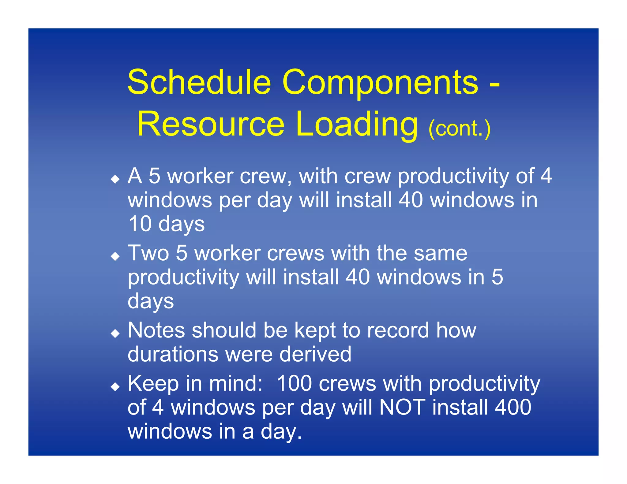 Baseline Schedules 1