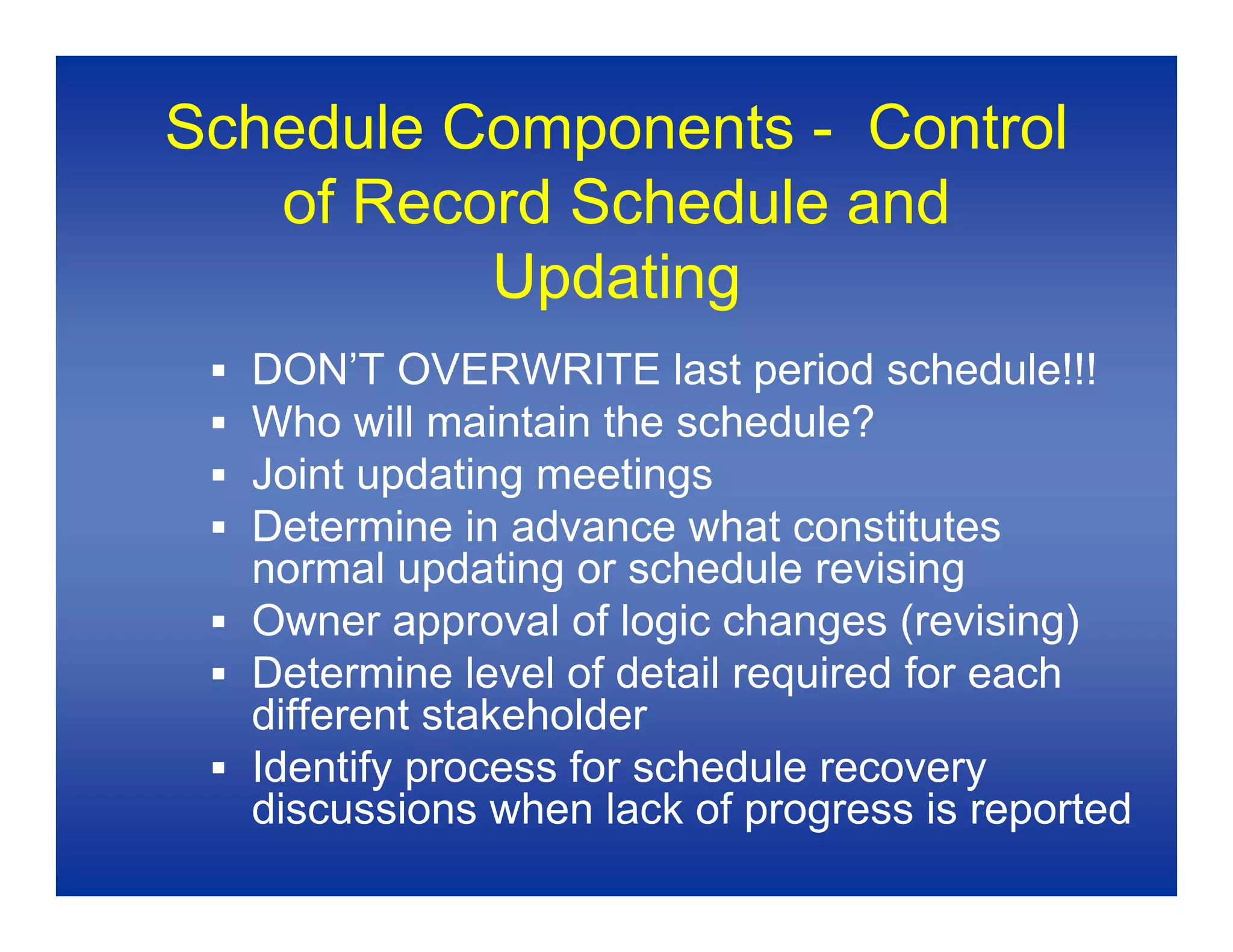 Baseline Schedules 1