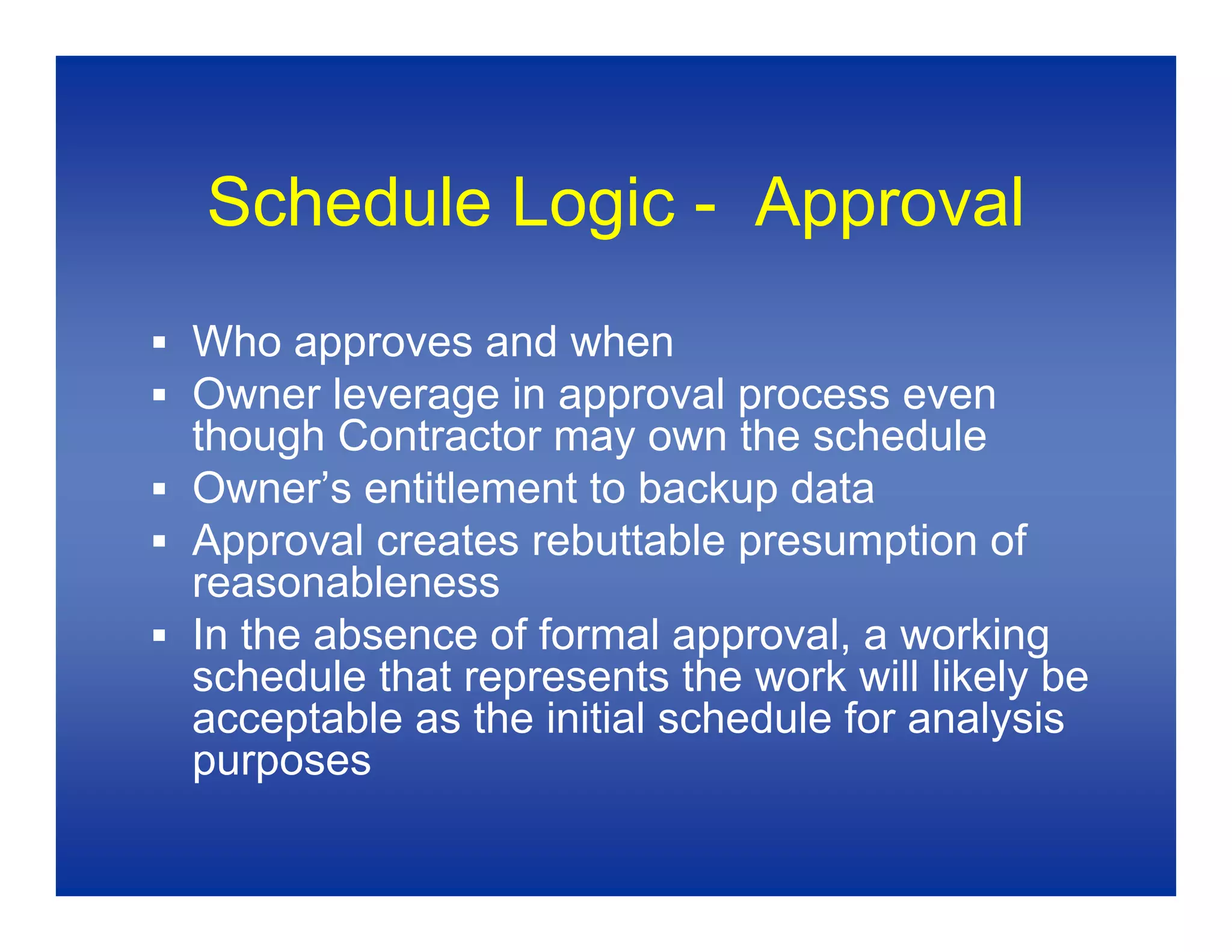 Baseline Schedules 1