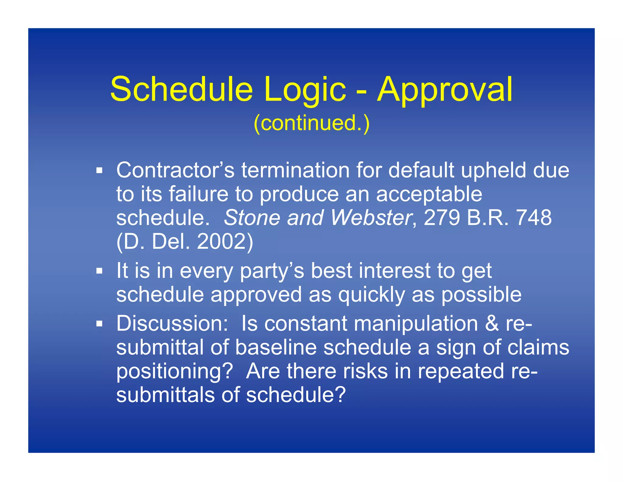 Baseline Schedules 1