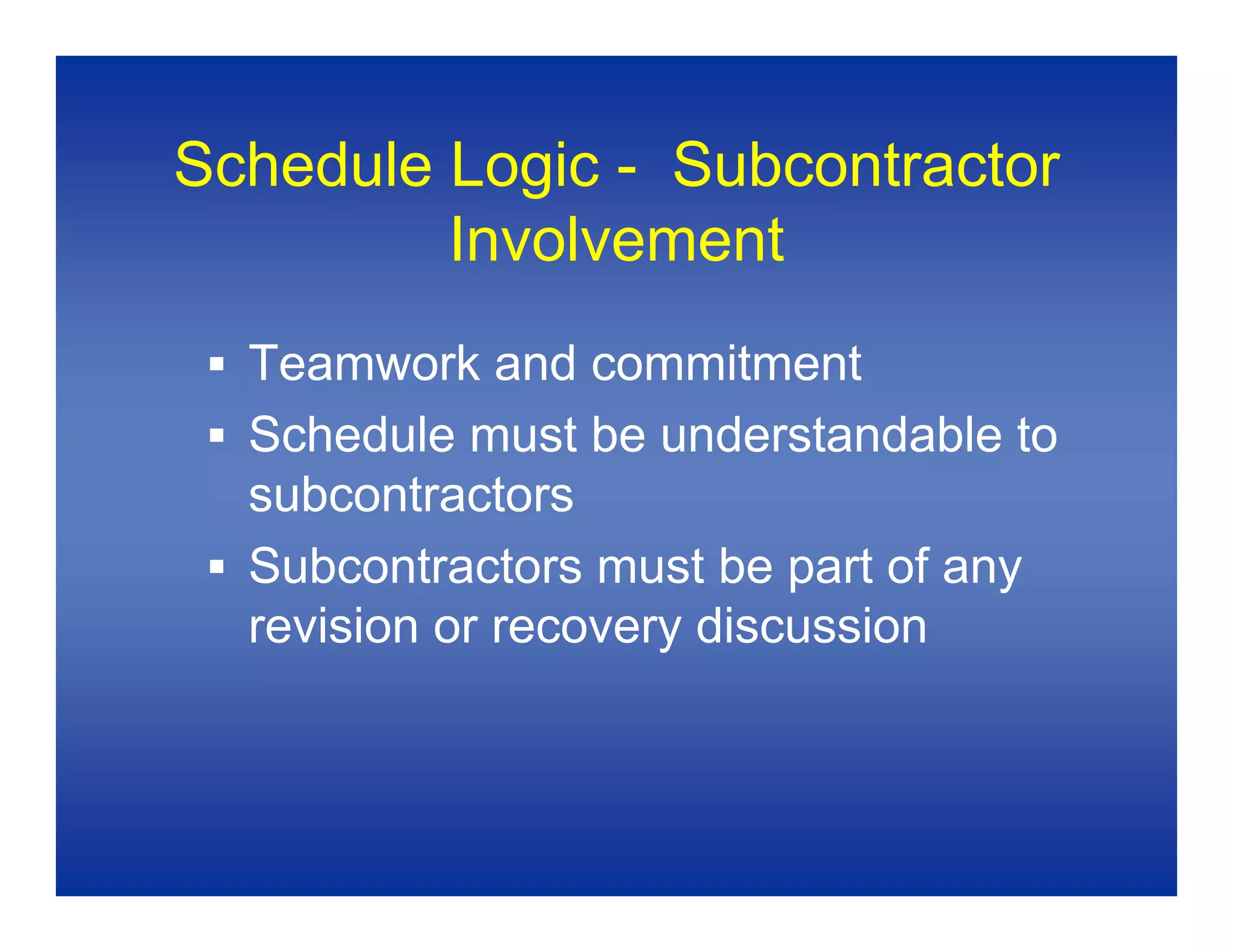 Baseline Schedules 1