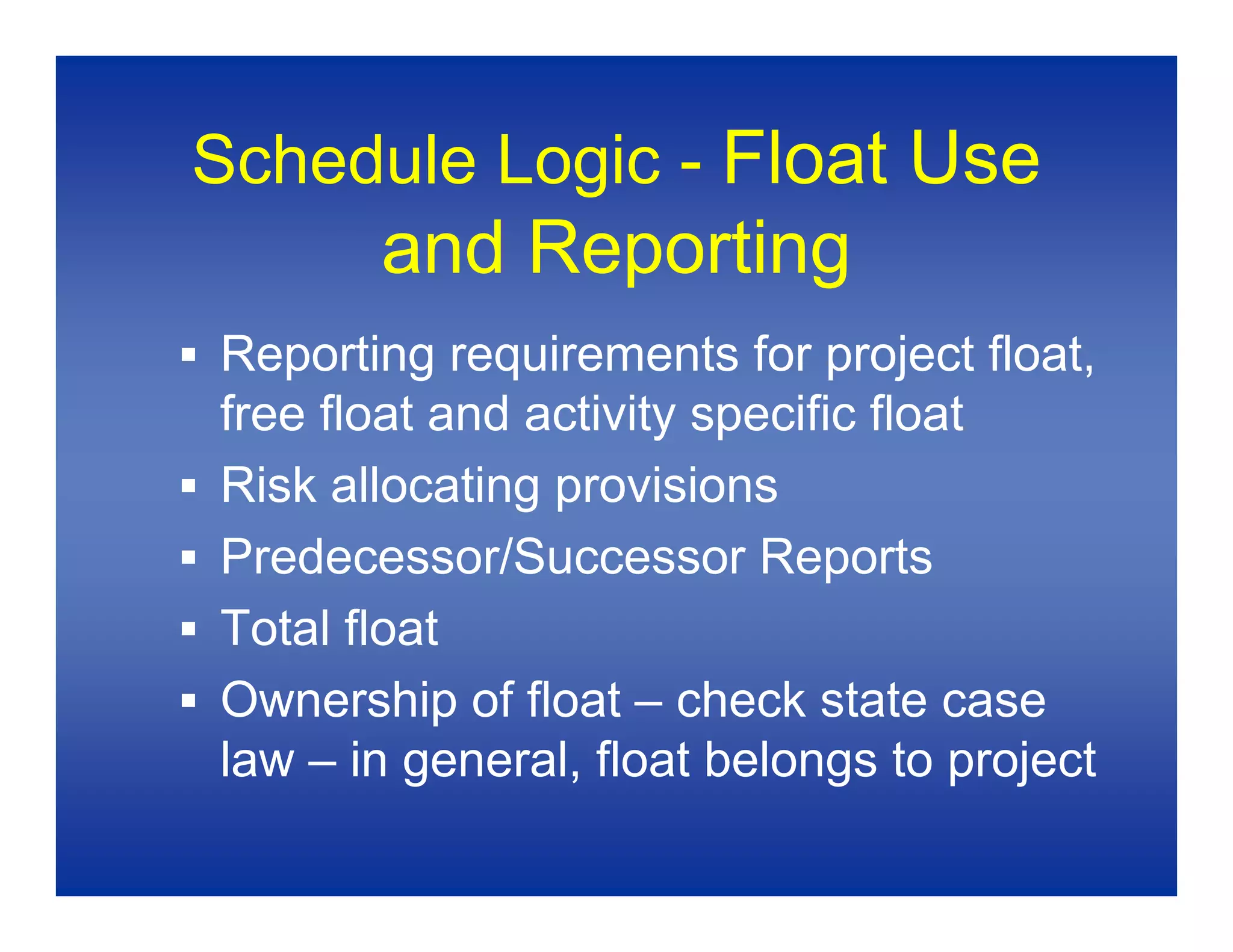 Baseline Schedules 1