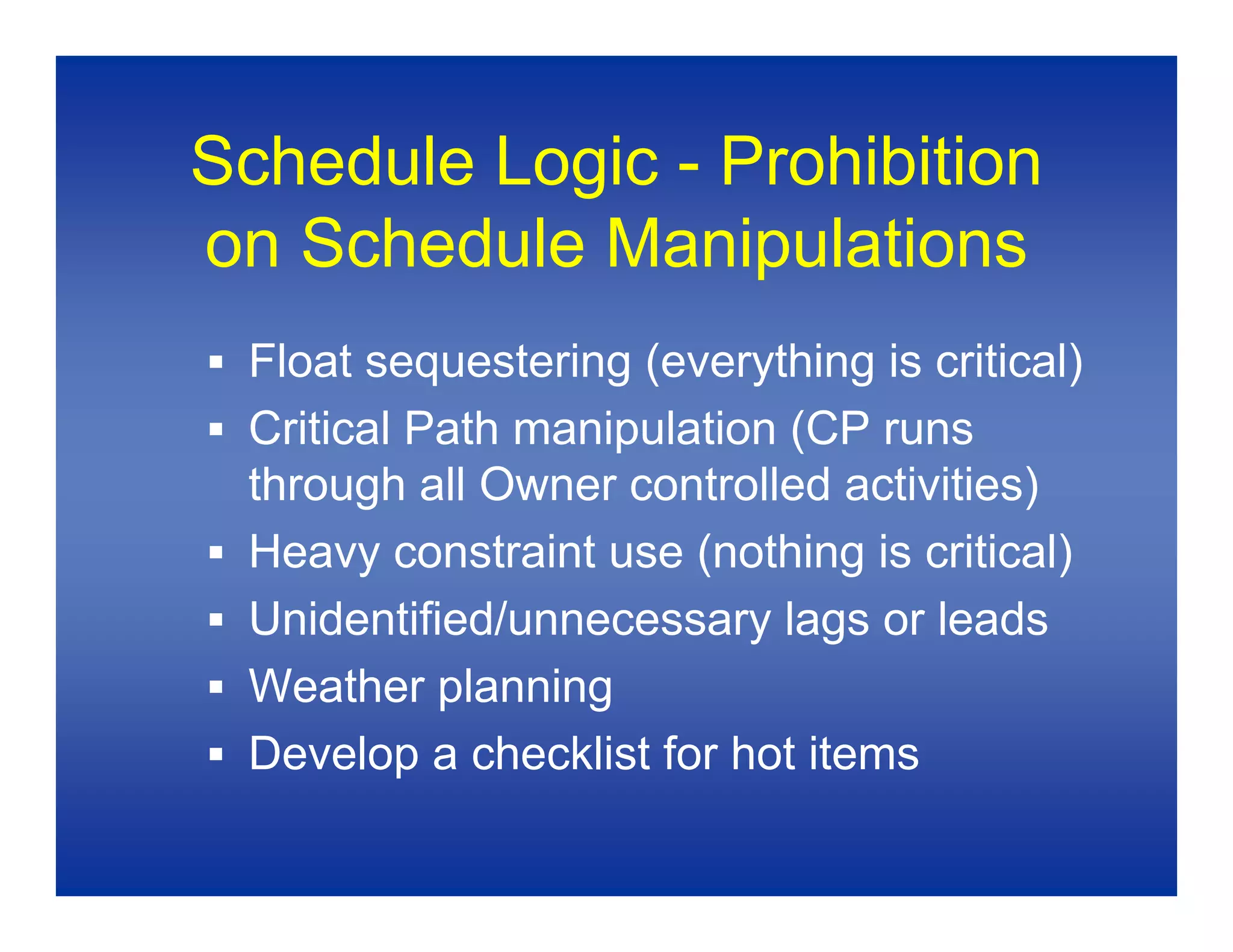 Baseline Schedules 1