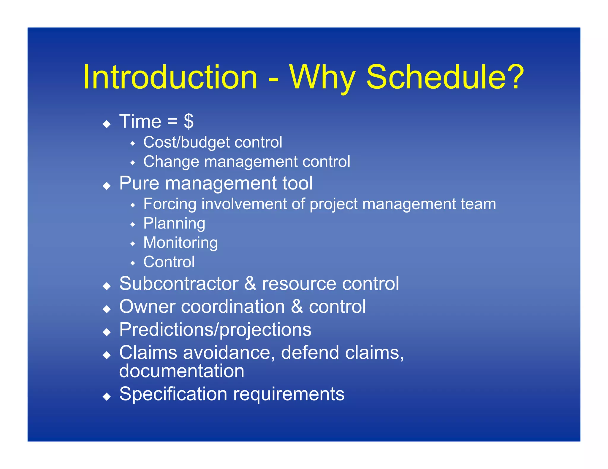 Baseline Schedules 1
