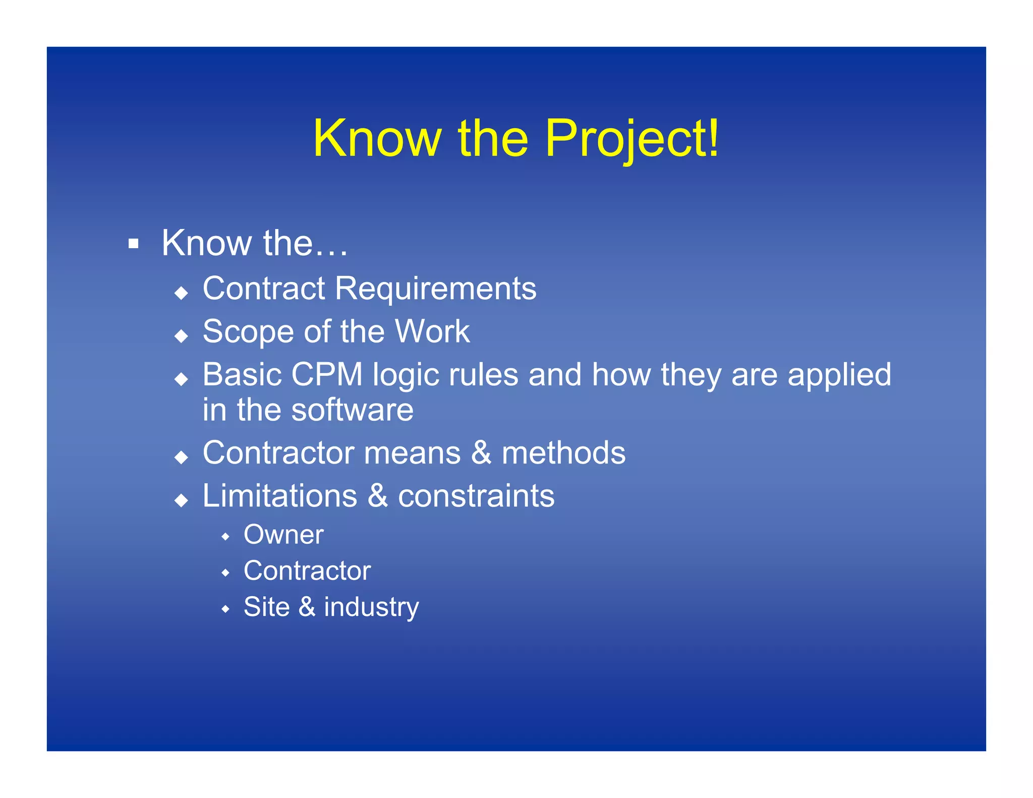 Baseline Schedules 1