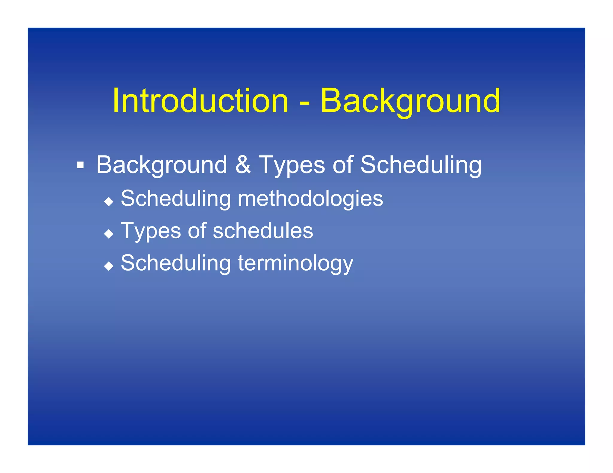 Baseline Schedules 1
