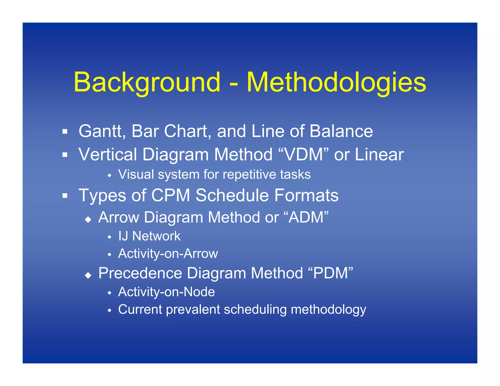 Baseline Schedules 1