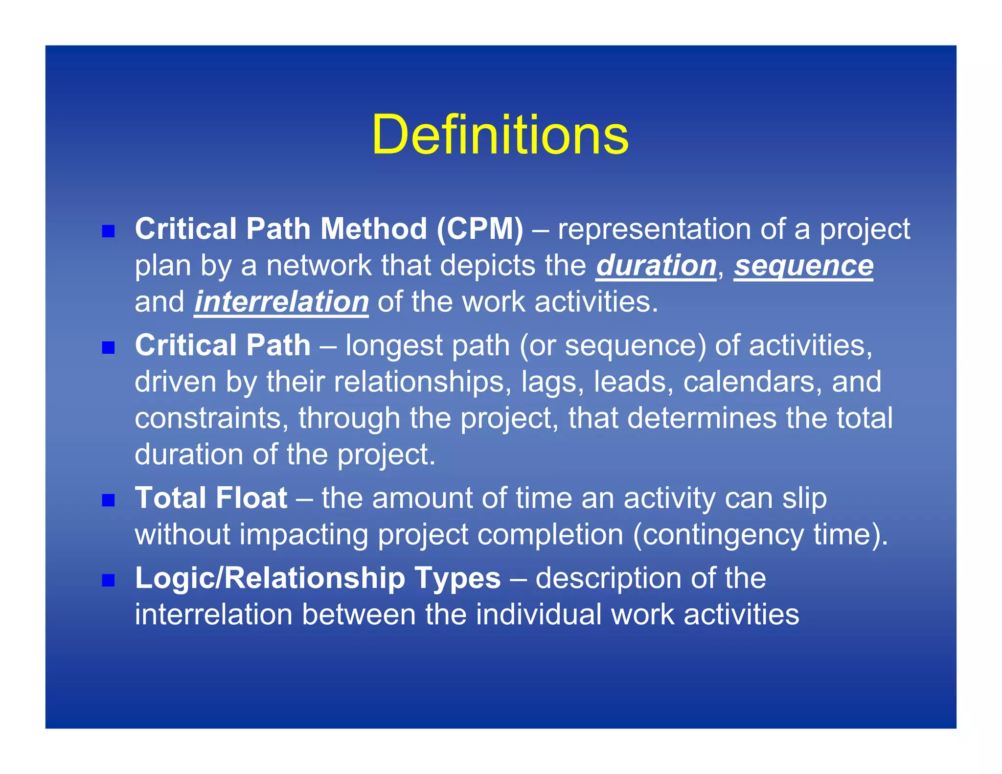 Baseline Schedules 1