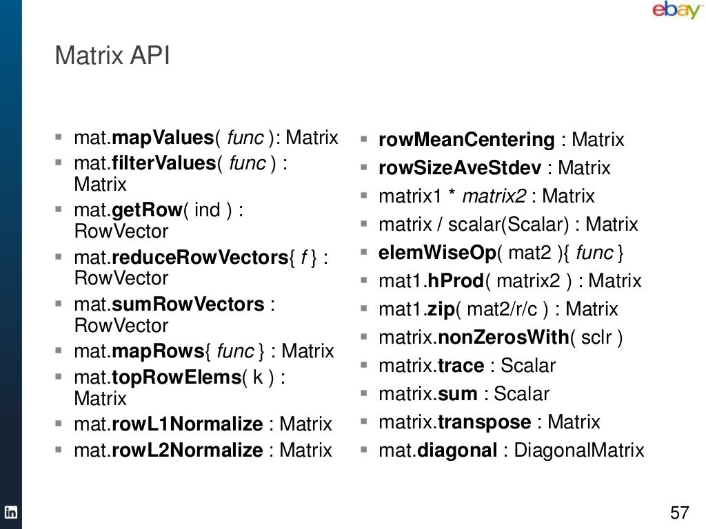 Matrix API mat.mapValues( func