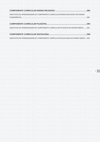 CONSULTA PÚBLICA CONSULTA PÚBLICA CONSULTA PÚBLICA
CONSULTA PÚBLICA CONSULTA PÚBLICA CONSULTA PÚBLICA
CONSULTA PÚBLICA CONSULTA PÚBLICA CONSULTA PÚBLICA
CONSULTA PÚBLICA CONSULTA PÚBLICA CONSULTA PÚBLICA
CONSULTA PÚBLICA CONSULTA PÚBLICA CONSULTA PÚBLICA
CONSULTA PÚBLICA CONSULTA PÚBLICA CONSULTA PÚBLICA
CONSULTA PÚBLICA CONSULTA PÚBLICA CONSULTA PÚBLICA
CONSULTA PÚBLICA CONSULTA PÚBLICA CONSULTA PÚBLICA
CONSULTA PÚBLICA CONSULTA PÚBLICA CONSULTA PÚBLICA
CONSULTA PÚBLICA CONSULTA PÚBLICA CONSULTA PÚBLICA
CONSULTA PÚBLICA CONSULTA PÚBLICA CONSULTA PÚBLICA
CONSULTA PÚBLICA CONSULTA PÚBLICA CONSULTA PÚBLICA
CONSULTA PÚBLICA CONSULTA PÚBLICA CONSULTA PÚBLICA
CONSULTA PÚBLICA CONSULTA PÚBLICA CONSULTA PÚBLICA
CONSULTA PÚBLICA CONSULTA PÚBLICA CONSULTA PÚBLICA
CONSULTA PÚBLICA CONSULTA PÚBLICA CONSULTA PÚBLICA
CONSULTA PÚBLICA CONSULTA PÚBLICA CONSULTA PÚBLICA
CONSULTA PÚBLICA CONSULTA PÚBLICA CONSULTA PÚBLICA
CONSULTA PÚBLICA CONSULTA PÚBLICA CONSULTA PÚBLICA
CONSULTA PÚBLICA CONSULTA PÚBLICA CONSULTA PÚBLICA
CONSULTA PÚBLICA CONSULTA PÚBLICA CONSULTA PÚBLICA
CONSULTA PÚBLICA CONSULTA PÚBLICA CONSULTA PÚBLICA
CONSULTA PÚBLICA CONSULTA PÚBLICA CONSULTA PÚBLICA
CONSULTA PÚBLICA CONSULTA PÚBLICA CONSULTA PÚBLICA
CONSULTA PÚBLICA CONSULTA PÚBLICA CONSULTA PÚBLICA
CONSULTA PÚBLICA CONSULTA PÚBLICA CONSULTA PÚBLICA
CONSULTA PÚBLICA CONSULTA PÚBLICA CONSULTA PÚBLICA
CONSULTA PÚBLICA CONSULTA PÚBLICA CONSULTA PÚBLICA
CONSULTA PÚBLICA CONSULTA PÚBLICA CONSULTA PÚBLICA
CONSULTA PÚBLICA CONSULTA PÚBLICA CONSULTA PÚBLICA
CONSULTA PÚBLICA CONSULTA PÚBLICA CONSULTA PÚBLICA
CONSULTA PÚBLICA CONSULTA PÚBLICA CONSULTA PÚBLICA
CONSULTA PÚBLICA CONSULTA PÚBLICA CONSULTA PÚBLICA
CONSULTA PÚBLICA CONSULTA PÚBLICA CONSULTA PÚBLICA
7
COMPONENTE CURRICULAR ENSINO RELIGIOSO................................................................284
OBJETIVOS DE APRENDIZAGEM DO COMPONENTE CURRICULAR ENSINO RELIGIOSO NO ENSINO
FUNDAMENTAL........................................................................................................................................................................ 286
COMPONENTE CURRICULAR FILOSOFIA.................................................................................294
OBJETIVOS DE APRENDIZAGEM DO COMPONENTE CURRICULAR FILOSOFIA NO ENSINO MÉDIO........ 295
COMPONENTE CURRICULAR SOCIOLOGIA.............................................................................296
OBJETIVOS DE APRENDIZAGEM DO COMPONENTE CURRICULAR SOCIOLOGIA NO ENSINO MÉDIO... 299
 