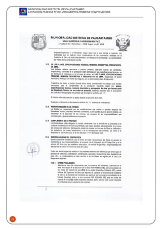 MUNICIPALIDAD DISTRITAL DE PAUCARTAMBO
LICITACION PUBLICA N° 001-2016-MDP/CS-PRIMERA CONVOCATORIA
29
 