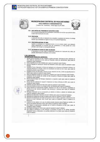 MUNICIPALIDAD DISTRITAL DE PAUCARTAMBO
LICITACION PUBLICA N° 001-2016-MDP/CS-PRIMERA CONVOCATORIA
33
 