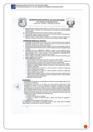 MUNICIPALIDAD DISTRITAL DE PAUCARTAMBO
LICITACION PUBLICA N° 001-2016-MDP/CS-PRIMERA CONVOCATORIA
34
 
