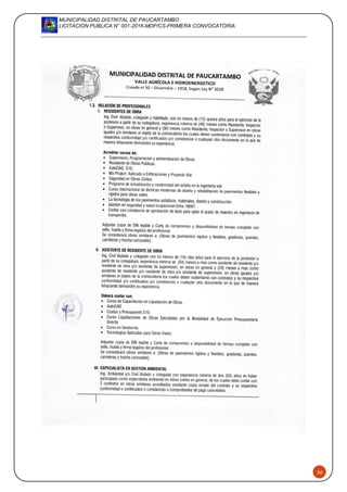 MUNICIPALIDAD DISTRITAL DE PAUCARTAMBO
LICITACION PUBLICA N° 001-2016-MDP/CS-PRIMERA CONVOCATORIA
36
 