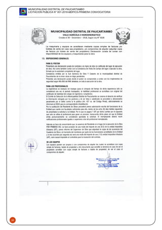 MUNICIPALIDAD DISTRITAL DE PAUCARTAMBO
LICITACION PUBLICA N° 001-2016-MDP/CS-PRIMERA CONVOCATORIA
39
 