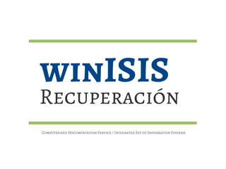 winISIS
Recuperación
  Computerised Documentation Service / Integrated Set of Information SystemsComputerised Documentation Service / Integrated Set of Information Systems
 