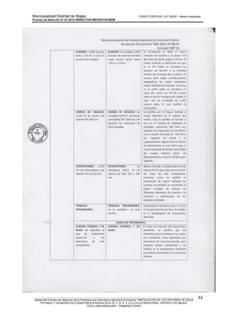 Municipalidad Distrital de Majes COMITÉ ESPECIAL LEY 29230 – Bases Integradas
Proceso de Selección N° 01-2012-OBRAS POR IMPUESTOS-MDM
________________________________________________________________________________________________________
Bases del Proceso de Selección de la Empresa que financiará y ejecutará el Proyecto “INSTALACION DE LOS SISTEMAS DE AGUA
POTABLE Y DESAGÜE EN CIUDAD MAJES MODULOS A, B, C, D, E, F y G y VILLA INDUSTRIAL, DISTRITO DE MAJES,
CAYLLOMA-AREQUIPA - PRIMERA ETAPA”
84
 