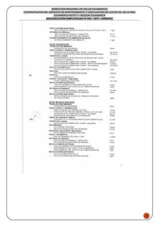 48
[DIRECCION REGIONAL DE SALUD CAJAMARCA]
CONTRATACIÓN DEL SERVICIO DE MANTENIMIENTO Y ADECUACIÓN DE LOS EE.SS. DE LA RED
CAJAMARCA RUTA 1 – REGIÓN CAJAMARCA
[ADJUDICACIÓN SIMPLIFICADA Nº 043 – 2017 - DIRESAC]
 