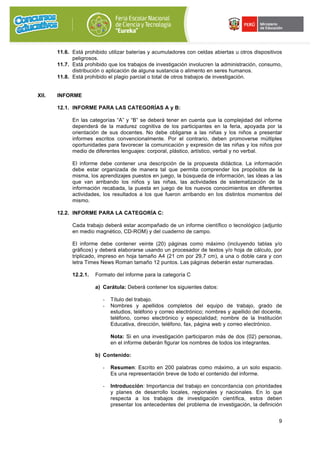 Bases FERIA NACIONAL ESCOLAR DE CIENCIA Y TECNOLOGÍA "EUREKA" 2017 | PDF