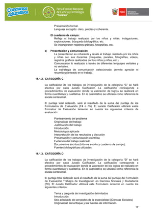 Bases FERIA NACIONAL ESCOLAR DE CIENCIA Y TECNOLOGÍA "EUREKA" 2017 | PDF