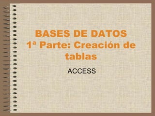 BASES DE DATOS 1ª Parte: Creación de tablas ACCESS 