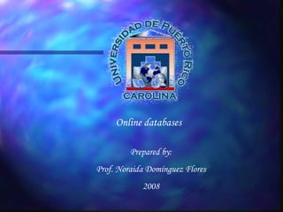 Online databases Prepared by: Prof. Noraida Domínguez Flores 2008 