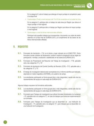 bases de la feria de ciencia y tecnología eureka-2015 | PDF