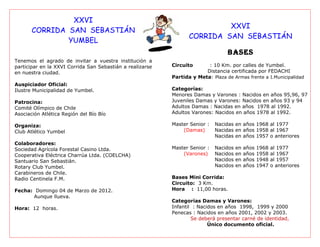 Bases y horarios XXVI Corrida San Sebastián