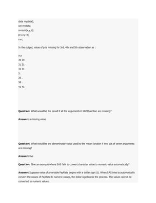 Base sas interview questions | PDF