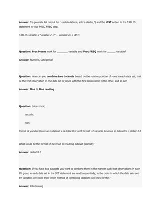 Base sas interview questions | DOCX