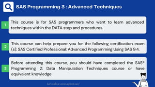 SAS Base Programmer Certification Training by Certified Experts | PPT