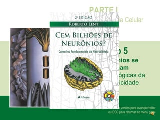 PARTE I
Neurociência Celular



Capítulo 5
Os Neurônios se
Transformam
Bases Biológicas da
Neuroplasticidade


   Clique nas setas verdes para avançar/voltar
          ou ESC para retornar ao menu geral
 