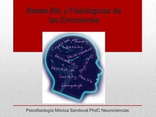 Bases Bio y Fisiológicas de
     las Emociones




Psicofisiología Mónica Sandoval PhdC Neurociencias
 