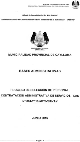 PROCESO CAS N°004-2016-MPC-CHIVAY (JUNIO 2016)