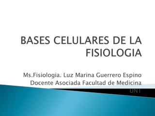 Ms.Fisiologia. Luz Marina Guerrero Espino
Docente Asociada Facultad de Medicina
UNT
 
