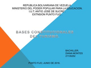 REPUBLICA BOLIVARIANA DE VEZUELA.
MINISTERIO DEL PODER POPULAR PARA LA EDUCACION.
I.U.T. ANTIO JOSE DE SUCRE”.
EXTNSION PUNTO FIJO .
BACHILLER;
DIANA MONTES
21135252
PUNTO FIJO; JUNIO DE 2016.
 