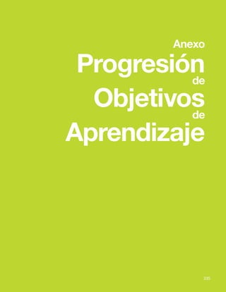 335
Bases Curriculares 2015 | 7° básico a 2° medio | Artes Visuales
335
Anexo
Progresión
de
Objetivos
de
Aprendizaje
 