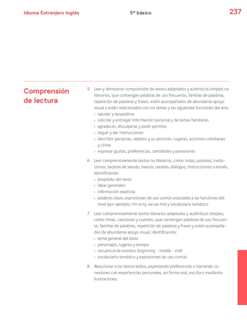 Bases curriculares ingles