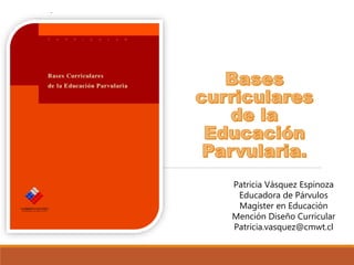 .
Patricia Vásquez Espinoza
Educadora de Párvulos
Magíster en Educación
Mención Diseño Curricular
Patricia.vasquez@cmwt.cl
 