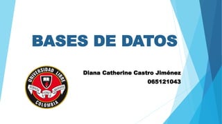 BASES DE DATOS
Diana Catherine Castro Jiménez
065121043
 