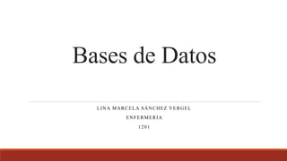 Bases de Datos
LINA MARCELA SÁNCHEZ VERGEL
ENFERMERÍA
1201
 