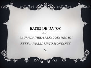 BASES DE DATOS
LAURA DANIELA PEÑALOZA NEUTO
KEVIN ANDRES PINTO MONTAÑEZ
901
 