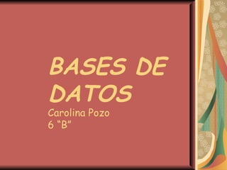 BASES DE DATOS Carolina Pozo 6 “B” 